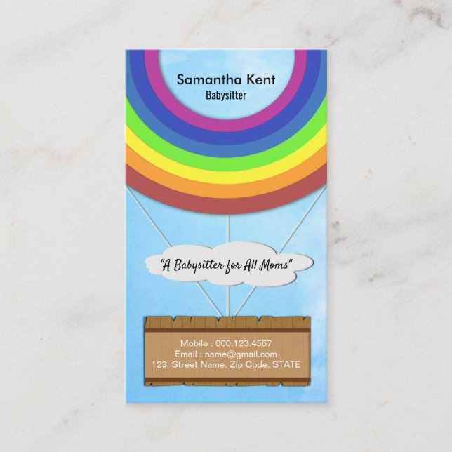 Tarjeta de visita creativa de la niñera del globo (Anverso)