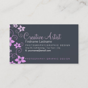 Tarjeta de visita creativa rosa gris moderno