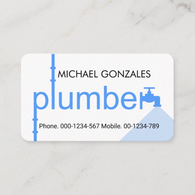 Tarjeta De Visita Creative Blue Plumber Pipe System Plumbing Works (Anverso)