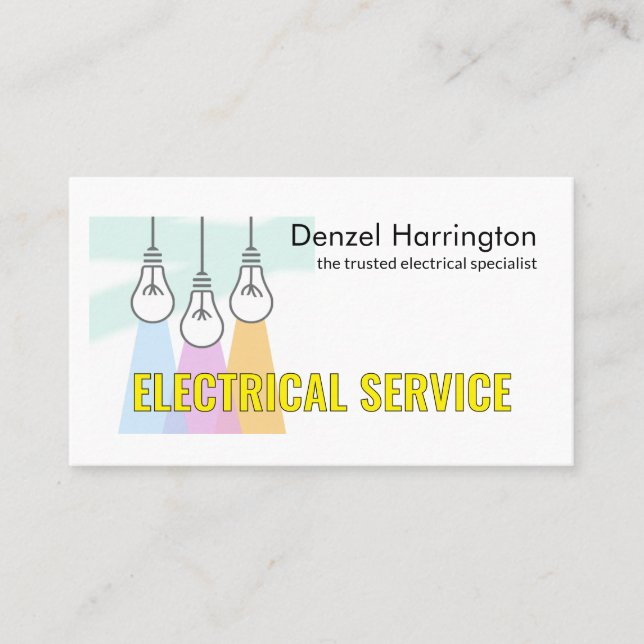 Tarjeta De Visita Creative Bright Down Lights Electrical Service (Anverso)