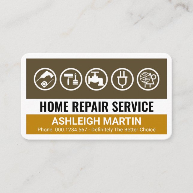 Tarjeta De Visita Creative Brown Handyman Tools Layers (Anverso)