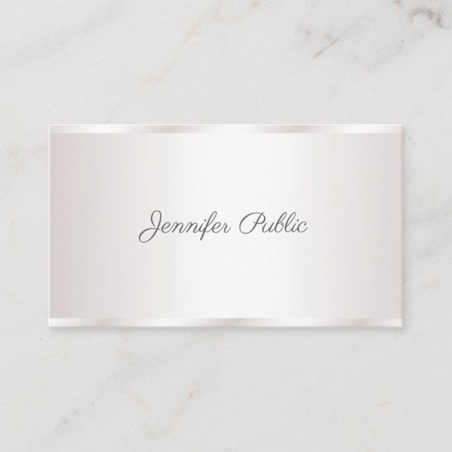 Tarjeta De Visita Creative Freehand Script moderno Glam Plain Luxury (Anverso)