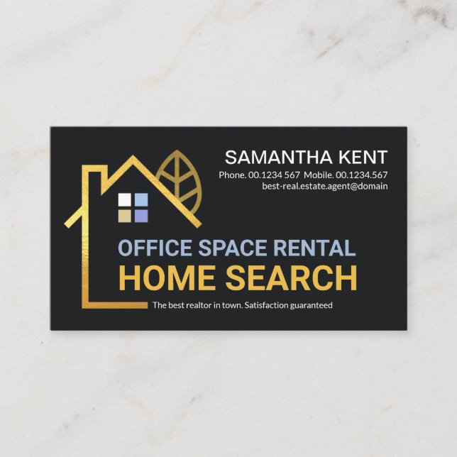 Tarjeta De Visita Creative Gold Building Home Landscape Realtor (Anverso)