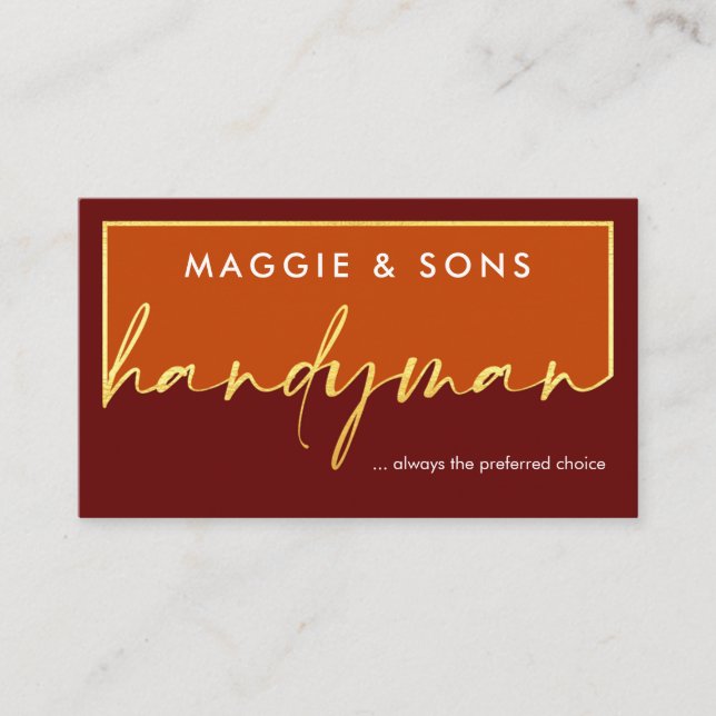 Tarjeta De Visita Creative Gold Handyman Signage Frame (Anverso)