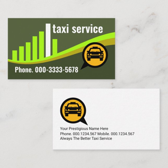 Tarjeta De Visita Creative Green City Hill Silhouette Taxi (Anverso / Reverso)