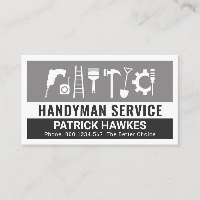 Tarjeta De Visita Creative Handyman Tools Grey Layers (Anverso)