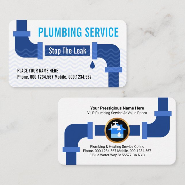 Tarjeta De Visita Creative Leaking Water Pipes Plumber (Anverso / Reverso)