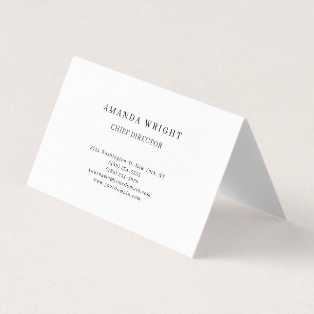 Tarjeta De Visita Creative Plain Simple White Attractive Stylish (Anverso)