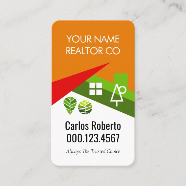 Tarjeta De Visita Creative Roof Landscape Realtor Building (Anverso)