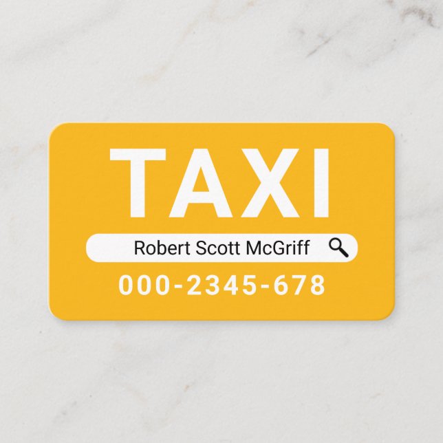 Tarjeta De Visita Creative Search Your Name Taxi (Anverso)