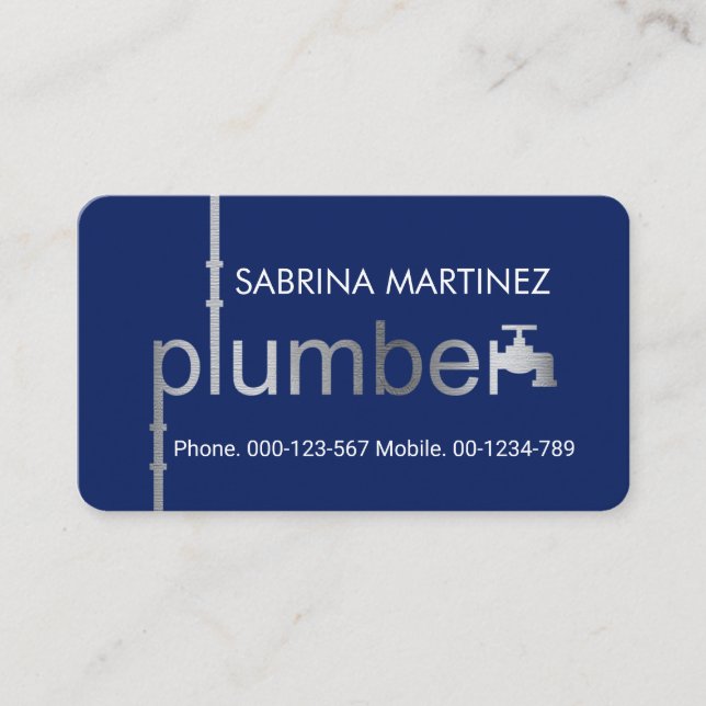Tarjeta De Visita Creative Silver Plumber Pipe System Plumbing Works (Anverso)