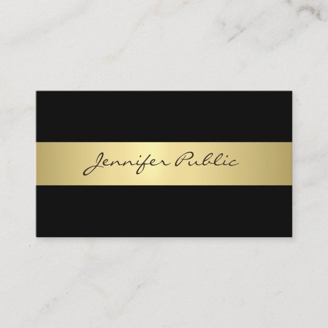Tarjeta De Visita Creative Sleek Design Gold Plain Trendy Luxury (Anverso)