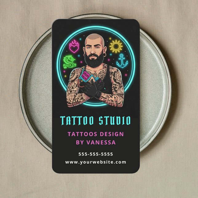 Tarjeta De Visita Creative Tattoo Artist Tattooist Branding QR Code (Subido por el creador)
