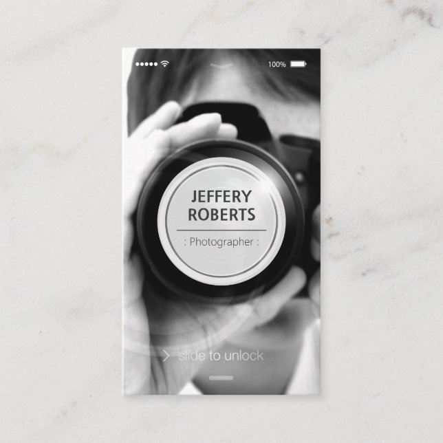 Tarjeta De Visita Creativo estilo iPhone iOS - Fotógrafo moderno (Anverso)