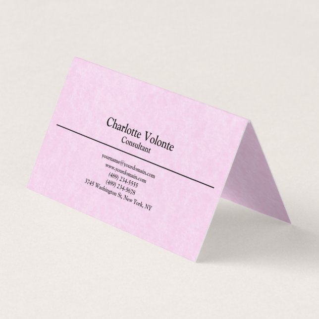 Tarjeta De Visita Creativo Feminine Pink Trendy Plain Stylish Simple (Anverso)