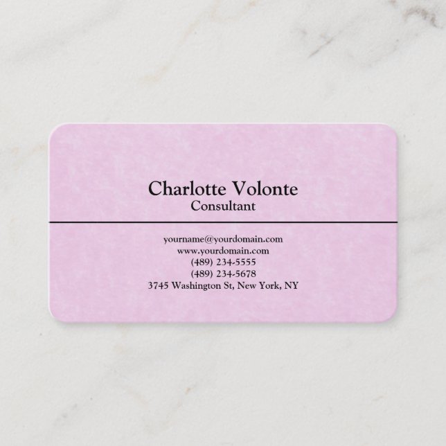 Tarjeta De Visita Creativo Feminine Pink Trendy Plain Stylish Simple (Anverso)