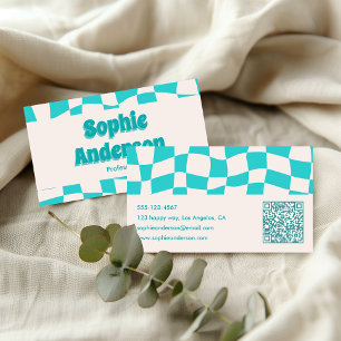 Tarjeta De Visita Creativo Mínimo Profesional Moderno Ondulado Teal