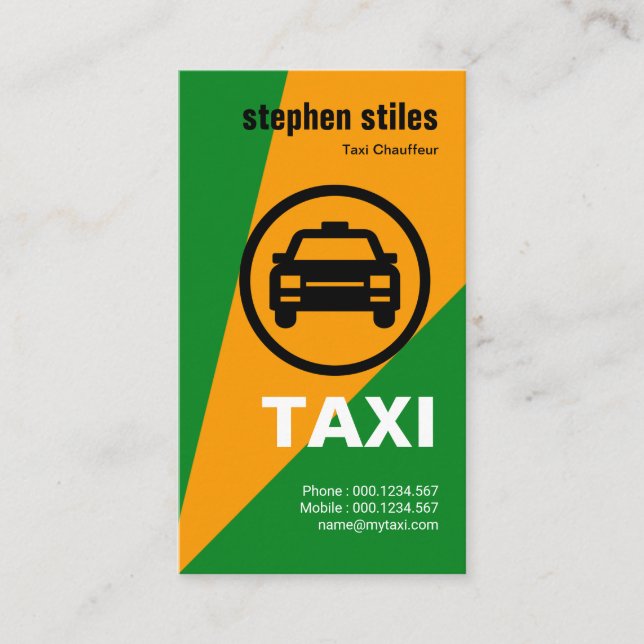 Tarjeta De Visita Creativo Taxi en negrita (Anverso)