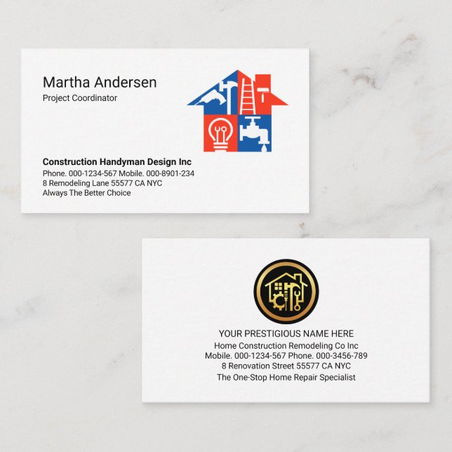 Tarjeta De Visita Creativo Tejido de Construcción de Herramientas pa (Anverso / Reverso)