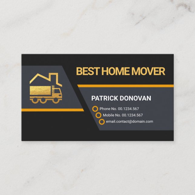 Tarjeta De Visita Creativo Trapezium Layers Gold Truck Home Moving (Anverso)