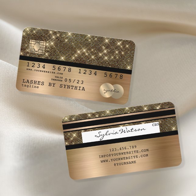 Tarjeta De Visita Credit Card Styled Gold and Black (Subido por el creador)