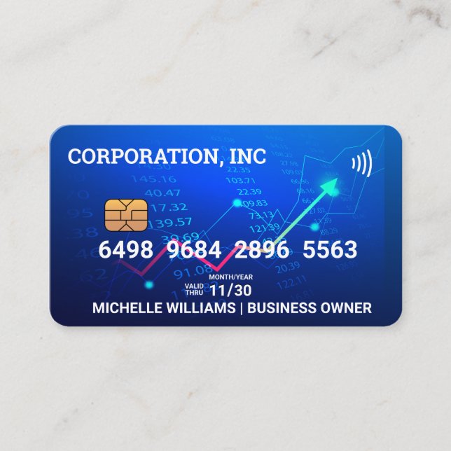 Tarjeta De Visita Credit | Debit Card | Financials | Stock Charts (Anverso)