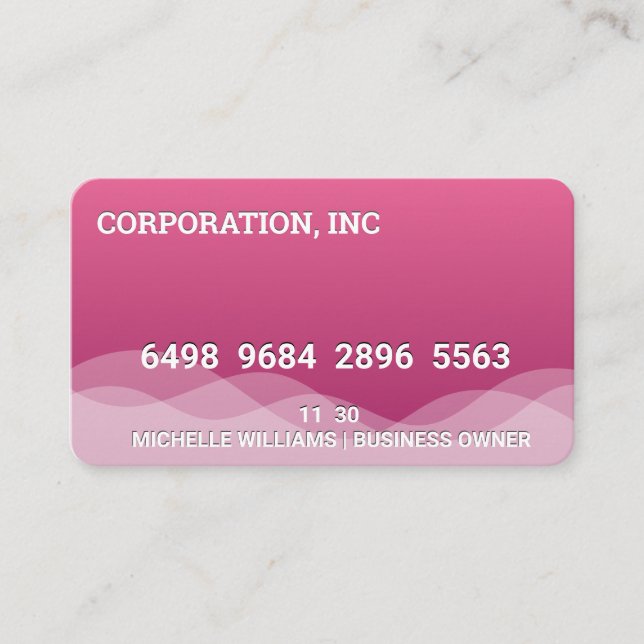 Tarjeta De Visita Credit | Debit Card | Pink Wave (Anverso)