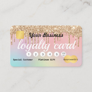 Tarjeta De Visita Crédito de Lealtad Ombre de Purpurina Gold