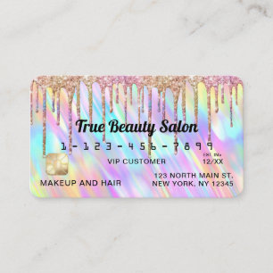 Tarjeta De Visita Crédito de moda de Unicorn Holographic Purpurina D