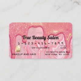 Tarjeta De Visita Crédito de perforaciones de mármol Purpurina rosad