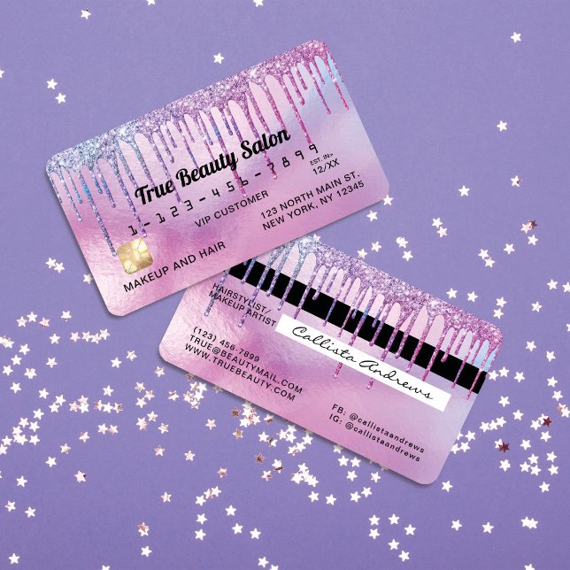 Tarjeta De Visita Crédito de Purpurina de la mermaid Purple Holograp (Subido por el creador)