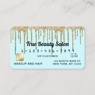 Tarjeta De Visita Crédito por Purpurinas Pastel Baby Blue Gold