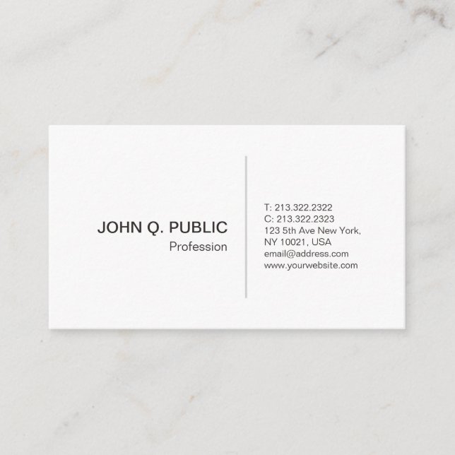 Tarjeta De Visita Cree su propio blanco elegante profesional alisan (Anverso)