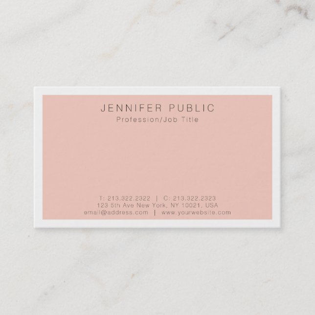 Tarjeta De Visita Cree su propio llano elegante simple moderno (Anverso)
