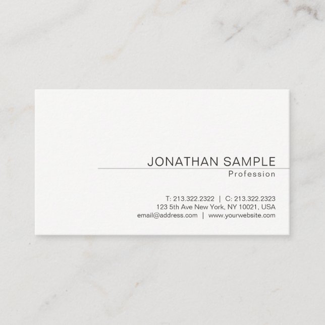 Tarjeta De Visita Cree su propio llano simple elegante moderno (Anverso)