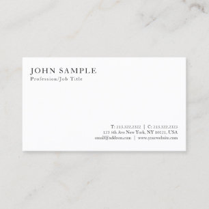 Tarjeta De Visita Cree su propio Minimalistic blanco elegante