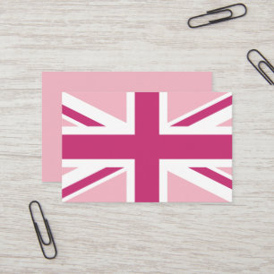 Tarjeta De Visita Cree su propio Union Jack magenta y blanco