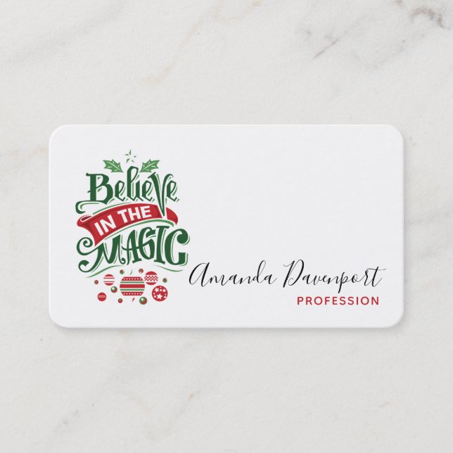 Tarjeta De Visita Creer en la tipografía del Navidad mágico (Anverso)