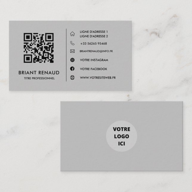 Tarjeta De Visita Créez votre propre carte de visite à code QR (Anverso / Reverso)