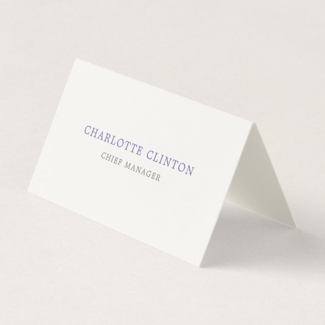 Tarjeta De Visita Crema azul profesional clásica minimalista (Anverso)