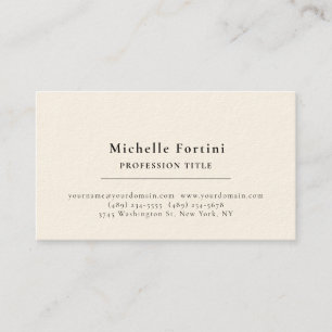 Tarjeta De Visita Crema de firma elegante llanura simple Minimalista