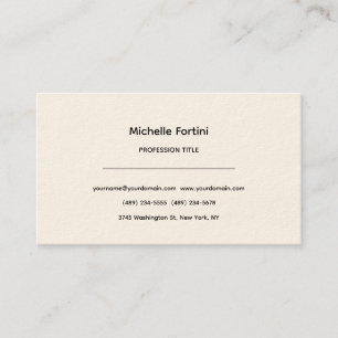 Tarjeta De Visita Crema de firma elegante simple minimalista