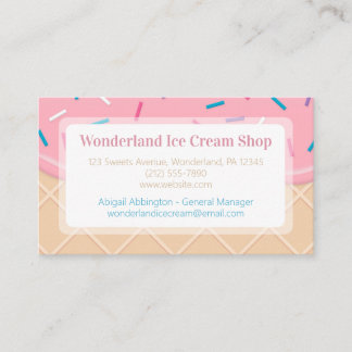 Tarjeta De Visita Crema de hielo de fresa Waffle Cone