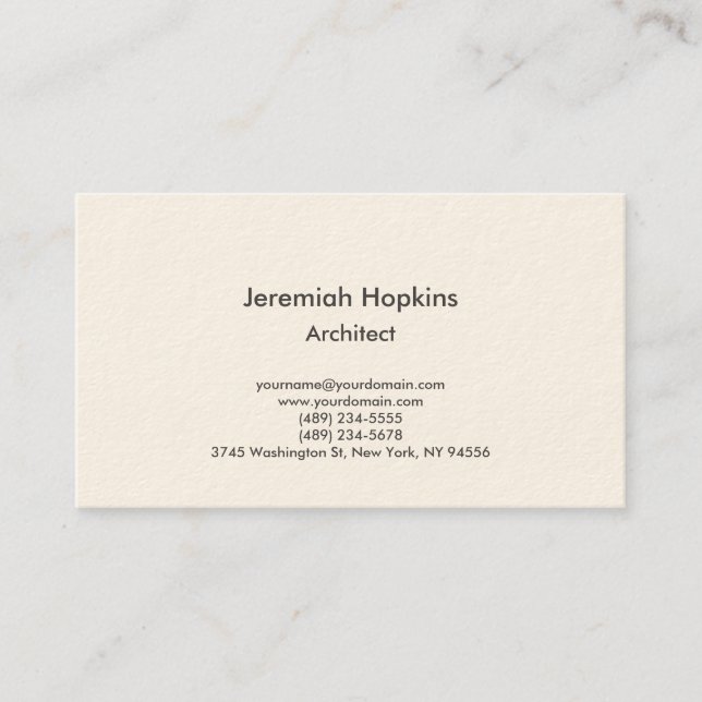 Tarjeta De Visita Crema de la empresa de arquitectos elegantes y min (Anverso)