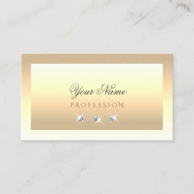 Tarjeta De Visita Crema De Lujo Beige Ombre Sparkle Diamonds Moderno (Anverso)
