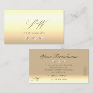 Tarjeta De Visita Crema de moda Beige Ombre Esparkling Diamantes Mon