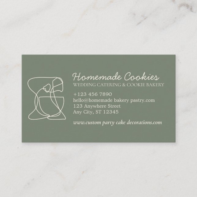 Tarjeta De Visita Crema de salvia verde de un lado Cocina de panader (Anverso)