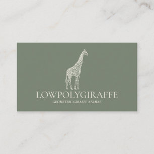 Tarjeta De Visita Crema de salvia verde Lowpoly Giraffe
