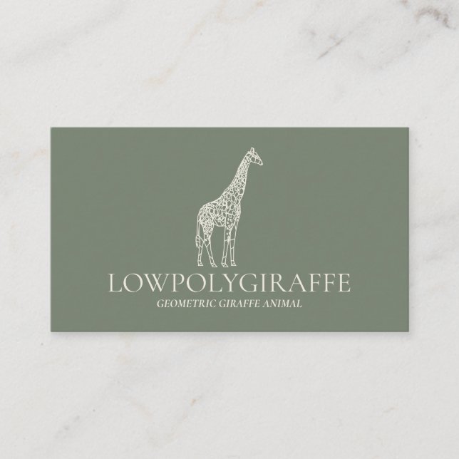 Tarjeta De Visita Crema de salvia verde Lowpoly Giraffe (Anverso)