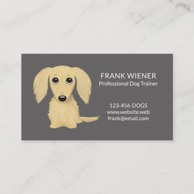Tarjeta De Visita Crema longitudinal Blonde Dachshund | Perro Wiener (Anverso)